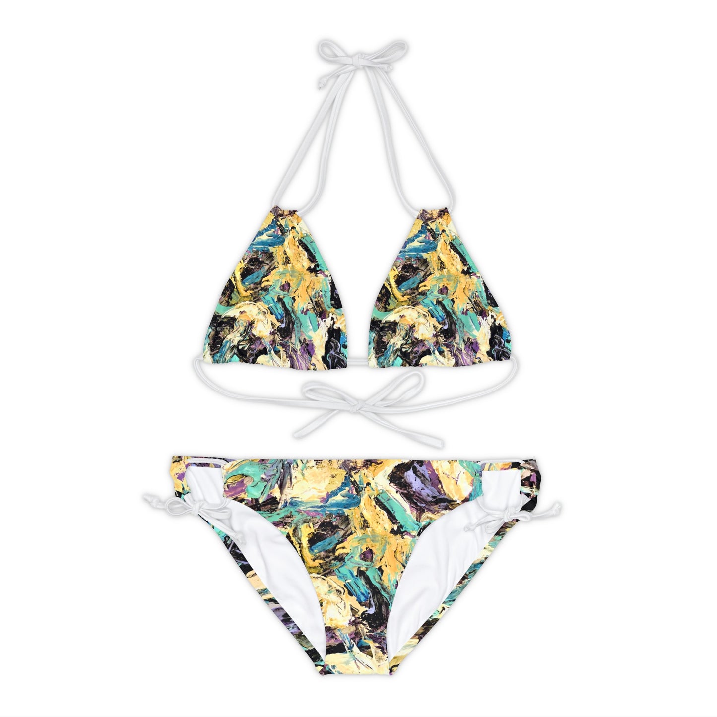 Landscape Oil Strappy Bikini Set (AOP)