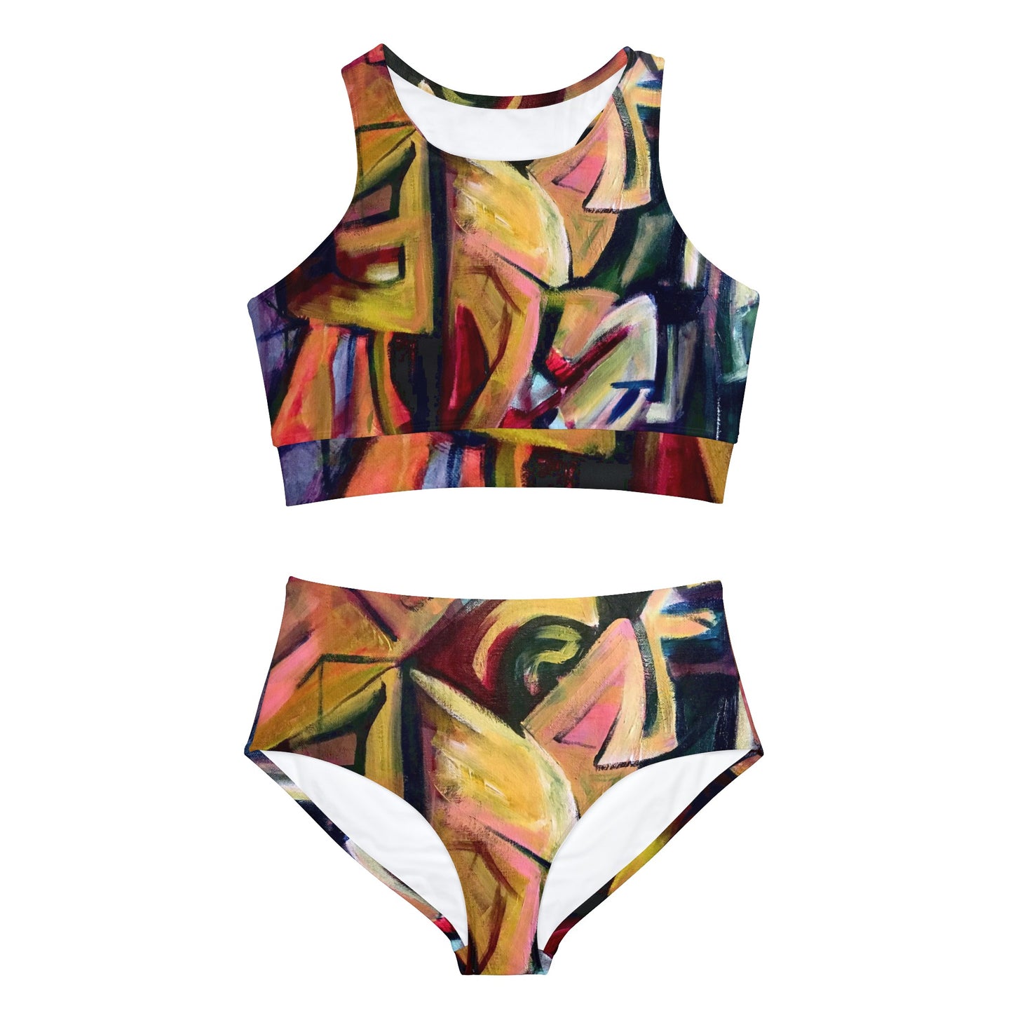 Sporty Cubism Bikini-EDM Set (AOP)