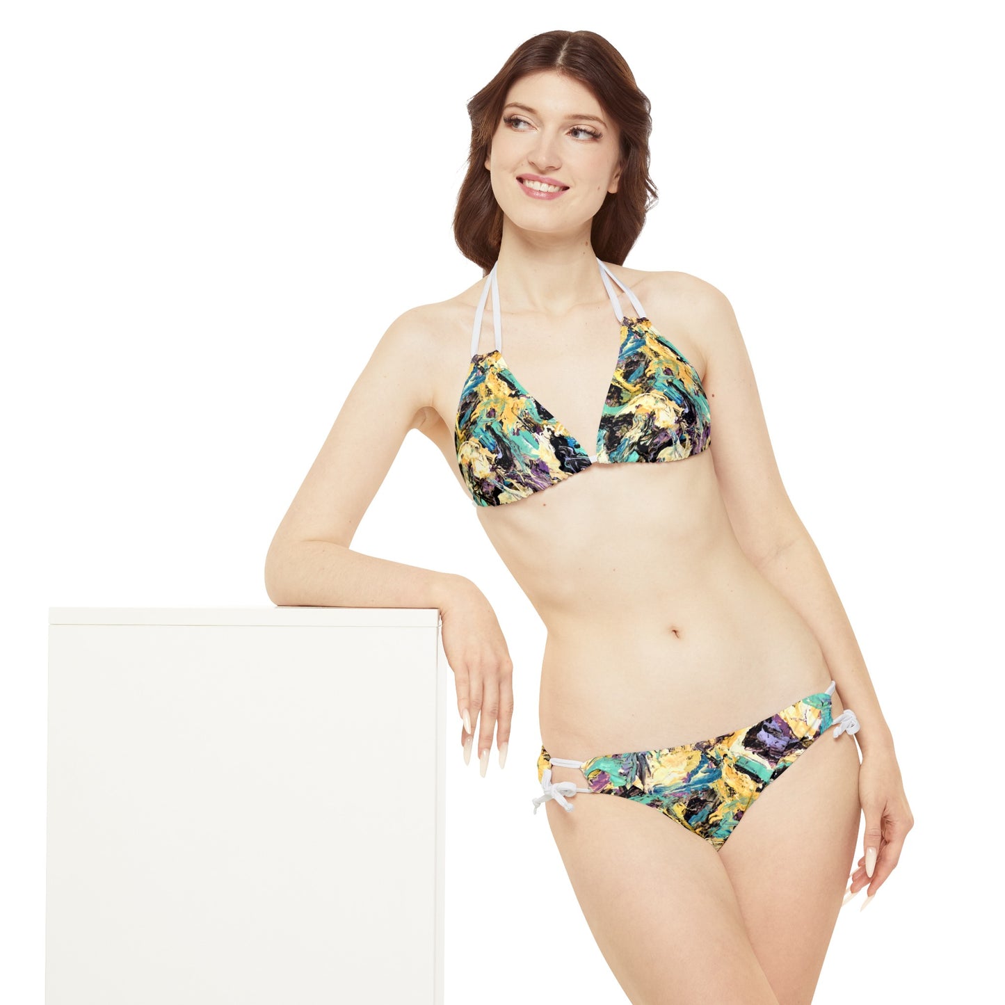 Landscape Oil Strappy Bikini Set (AOP)