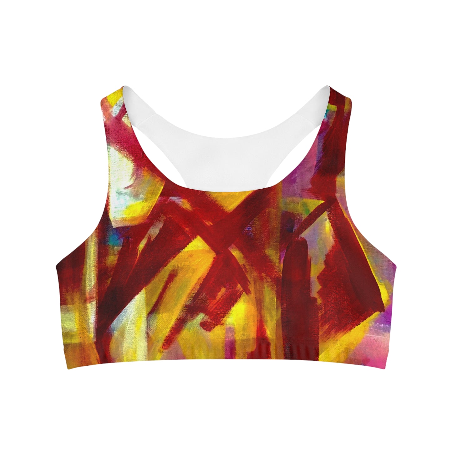 Seamless Cubism Sports Bra (AOP)