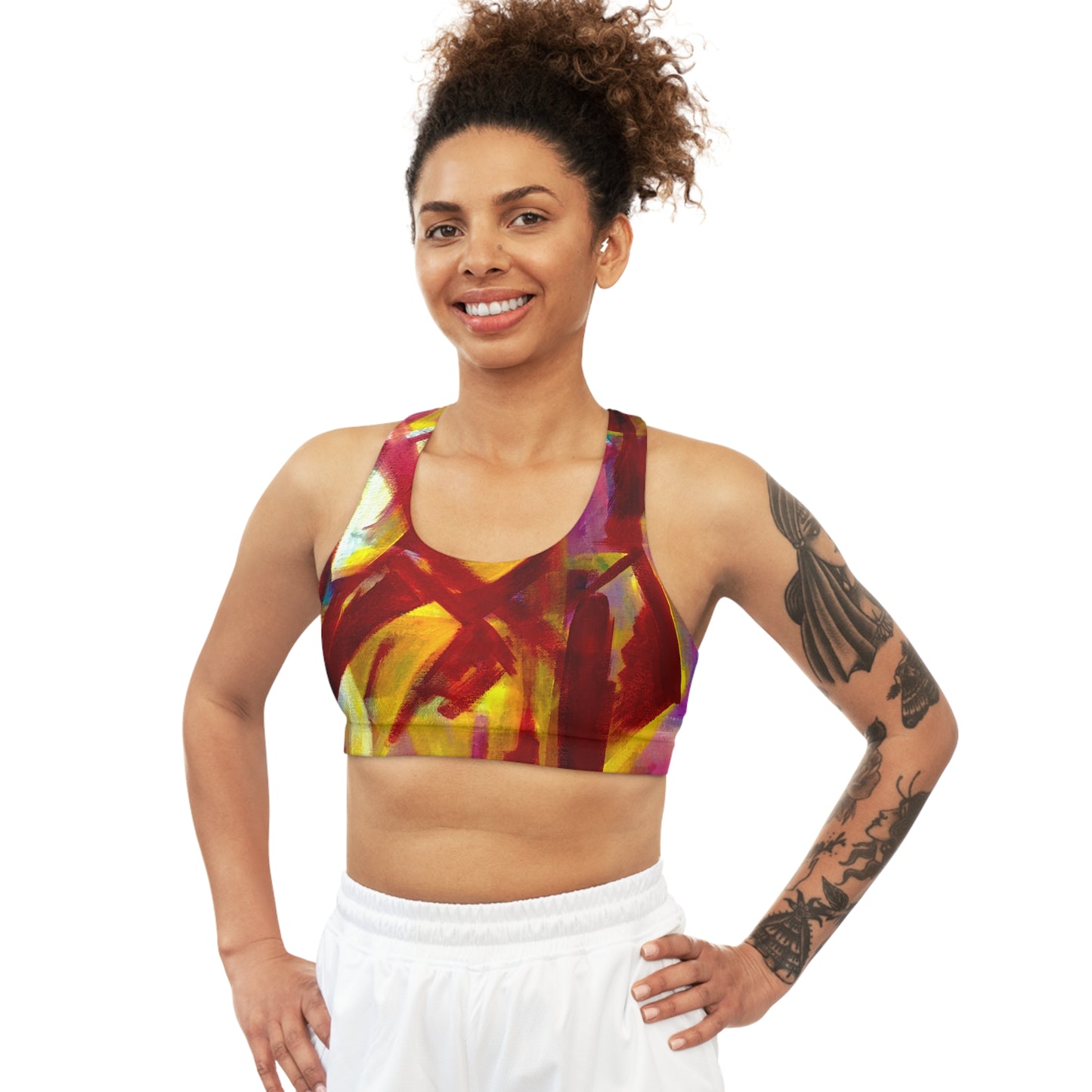 Seamless Cubism Sports Bra (AOP)